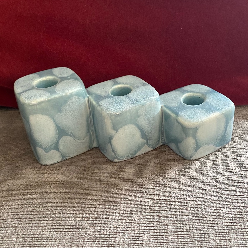 Vintage Royal Haeger Royal Hickman Blue Agate 3 Tiered Graduated Candle Holder